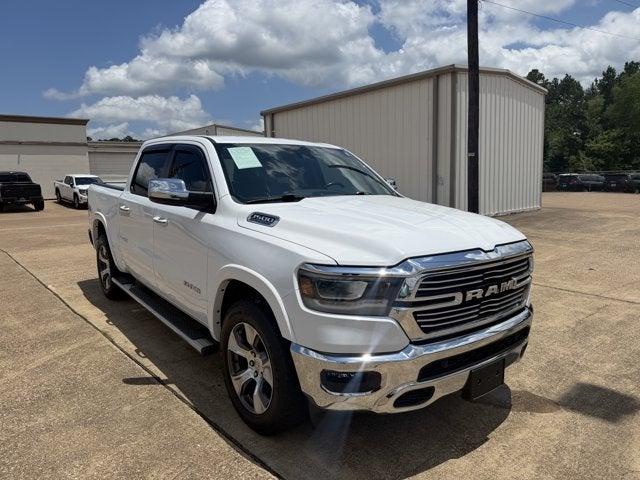 2022 RAM 1500 Laramie Crew Cab 4x2 5'7' Box in Bright White Clearcoat — front three-quarter view