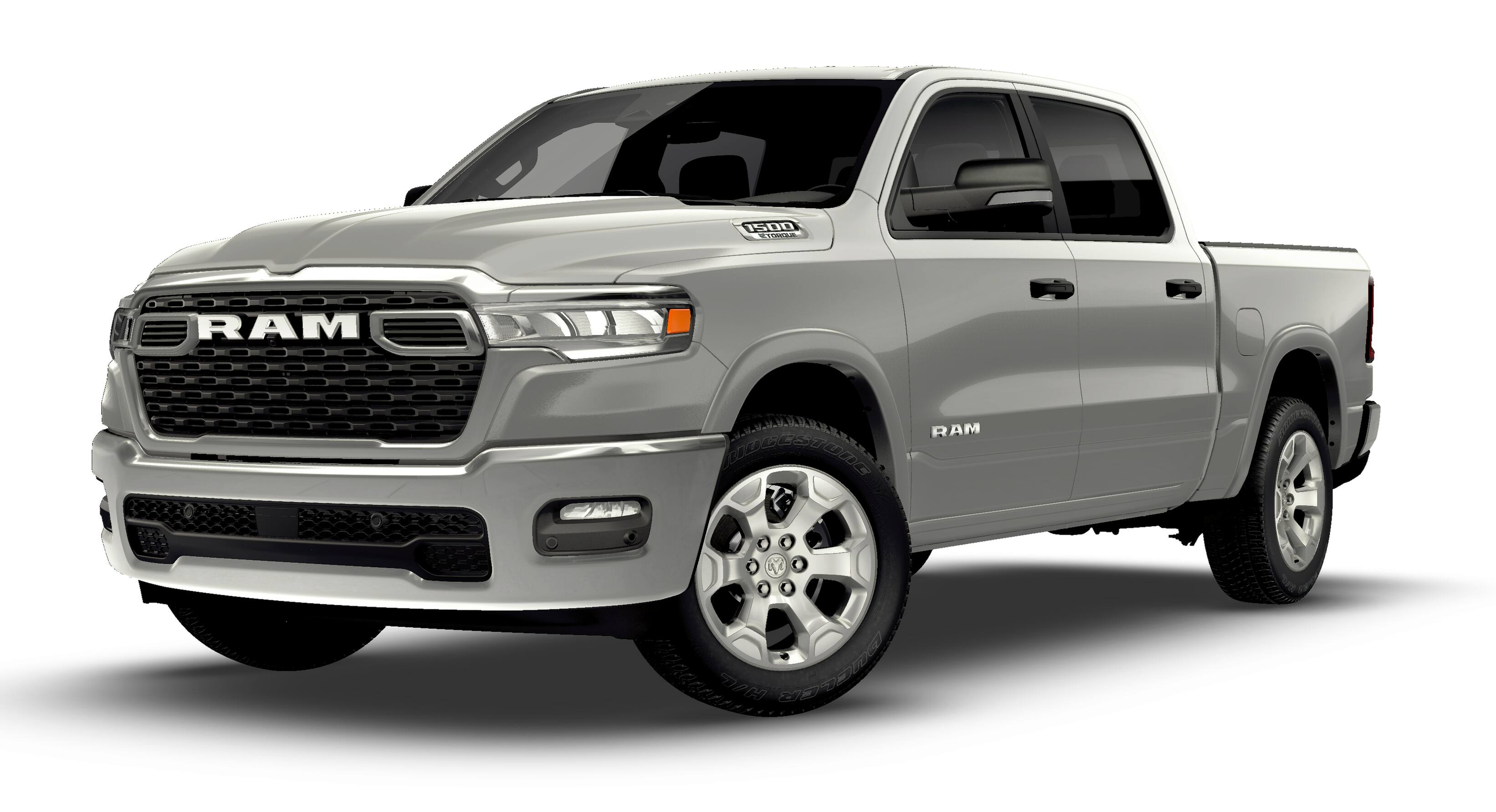 2026 RAM Ram 1500 RAM 1500 LONE STAR CREW CAB 4X4 5'7' BOX in Silver Zynith Exterior Paint — front three-quarter view